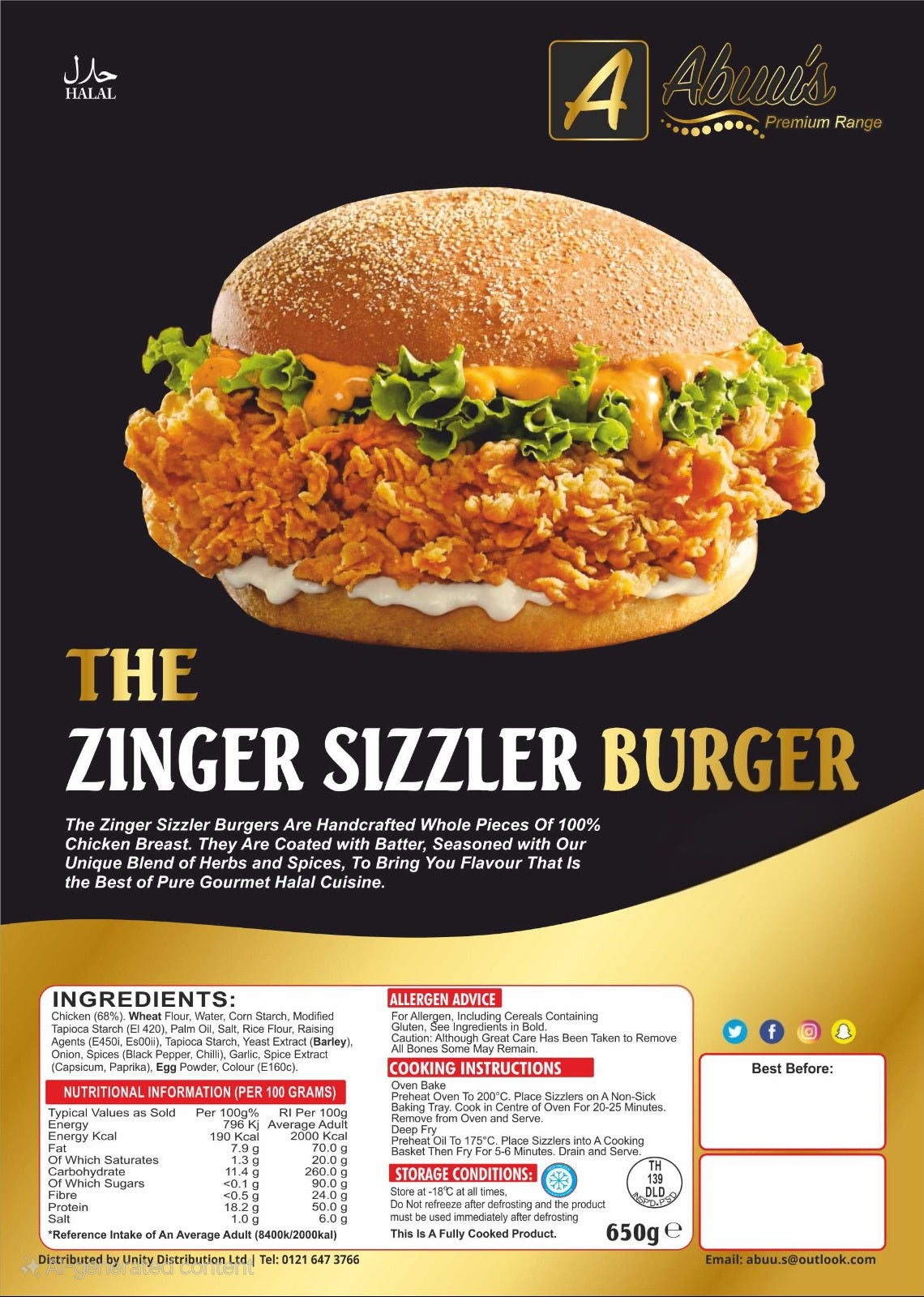 Zinger Sizzler Burger 550 g
