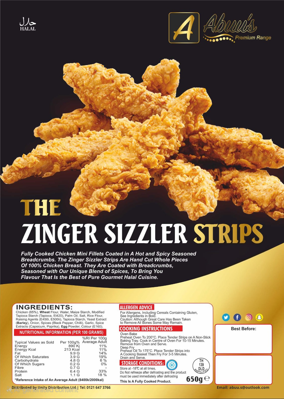 Zinger Sizzler Strips 550 g