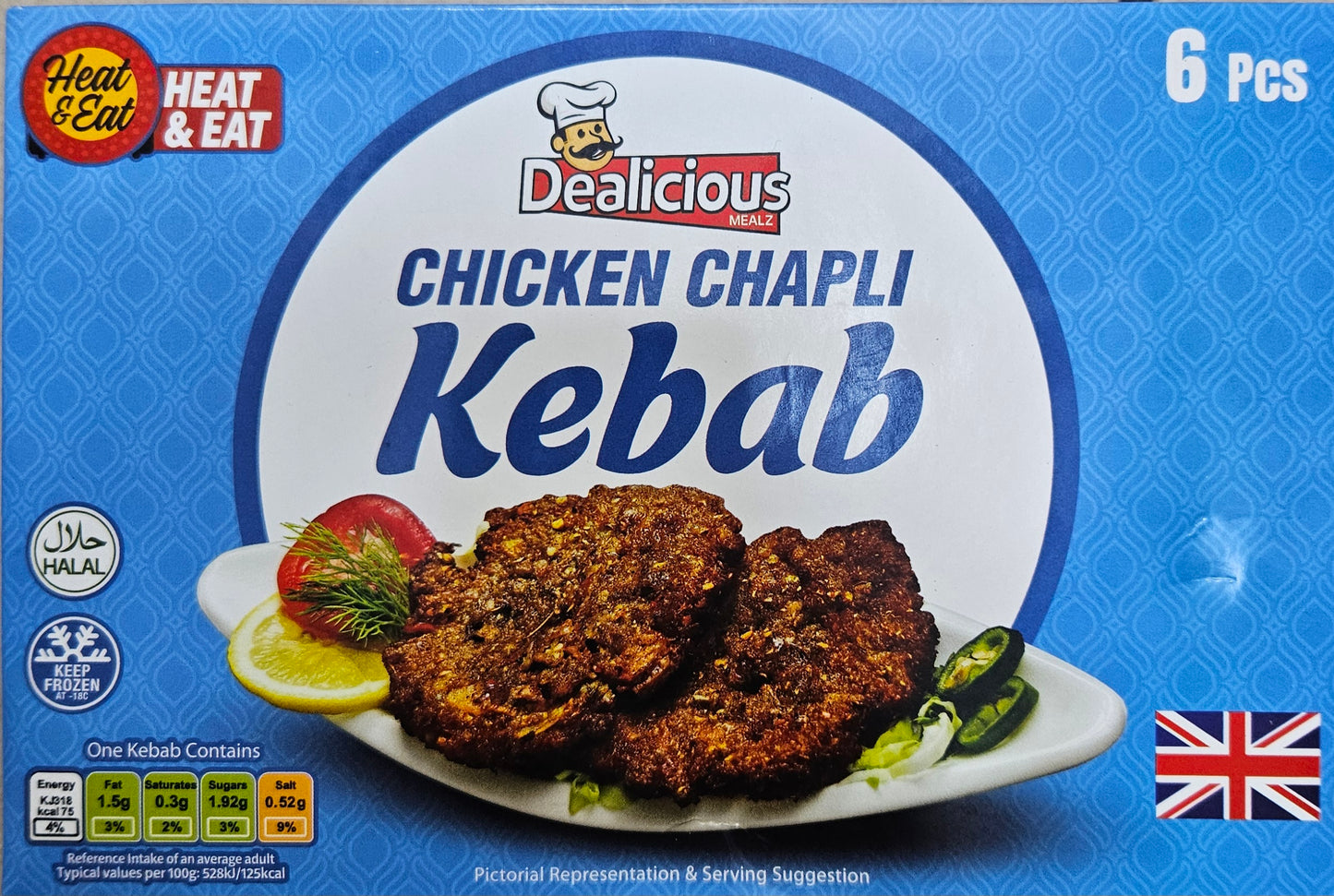 Dealicious Mealz 6 Chicken Chapli Kebab